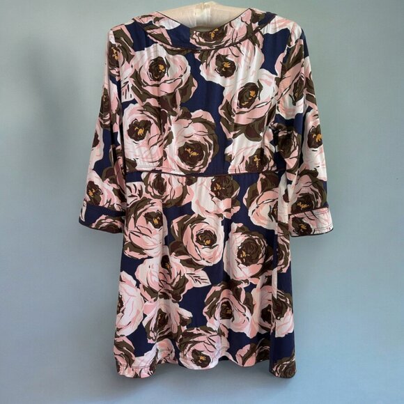 Boden mini dress/tunic in deep blue w pink floral SIZE 6P - Picture 3 of 12